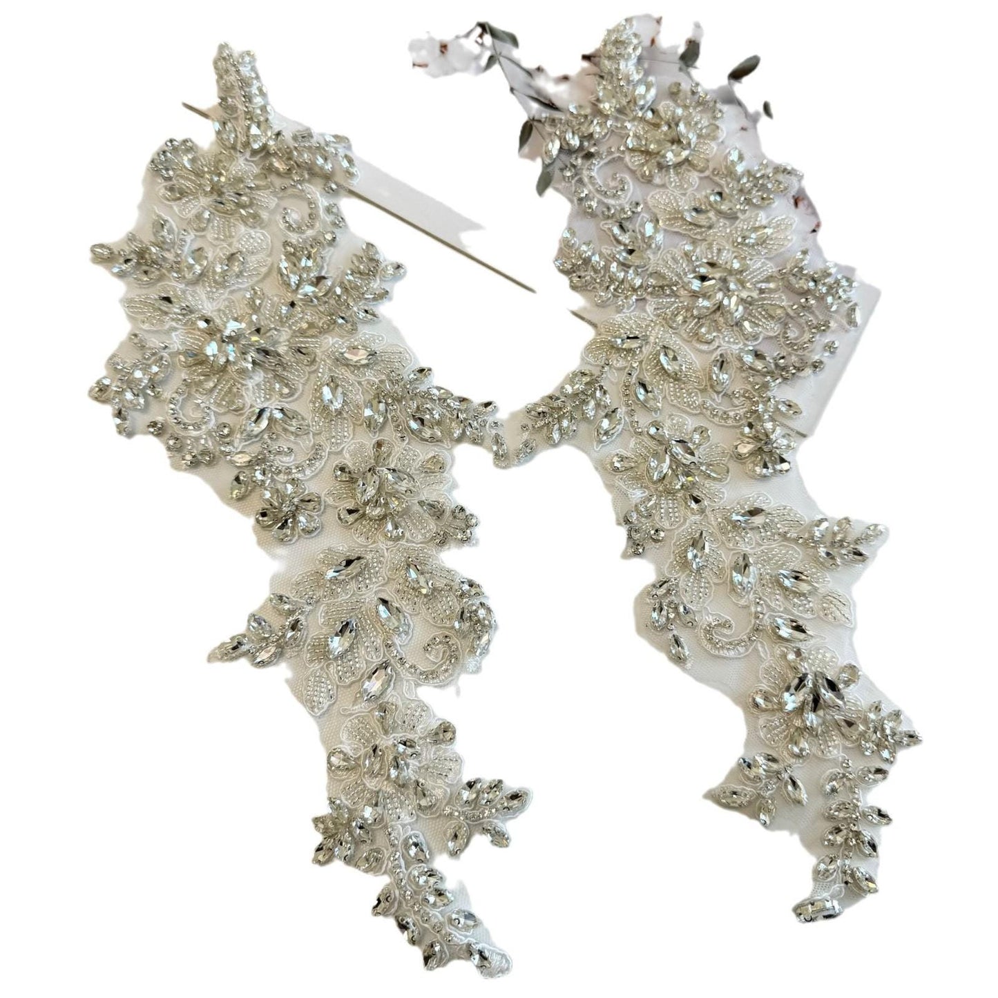 Applique florale à sequins en forme de diamant - Dentelle en maille brodée, loisirs créatifs