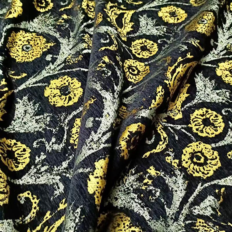 Sunflower Velvet Chenille Fabric ��� Thick Upholstery & Craft Materi" Wide