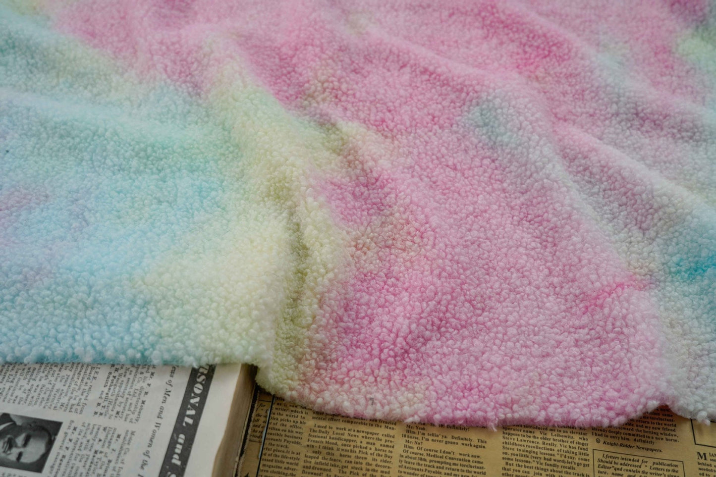 Lamb Velvet Plush Fabric: Rainbow Upholstery, Cosplay, Costume - 56" Wide