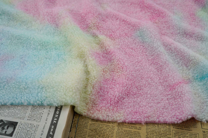 Lamb Velvet Plush Fabric: Rainbow Upholstery, Cosplay, Costume - 56" Wide