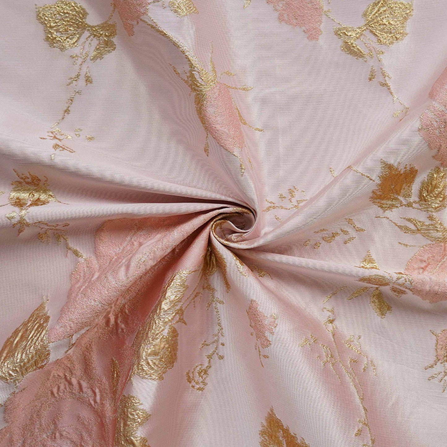 Luxury Jacquard Fabric ��� 3D Embossed Floral with Metallic Gold Accen"Wide