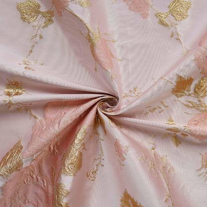 Luxury Jacquard Fabric ��� 3D Embossed Floral with Metallic Gold Accen"Wide