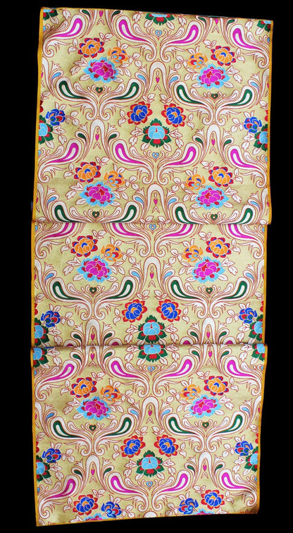 Tissu brocart jacquard à motifs floraux : mélange de soie Gaza indienne et de rayonne