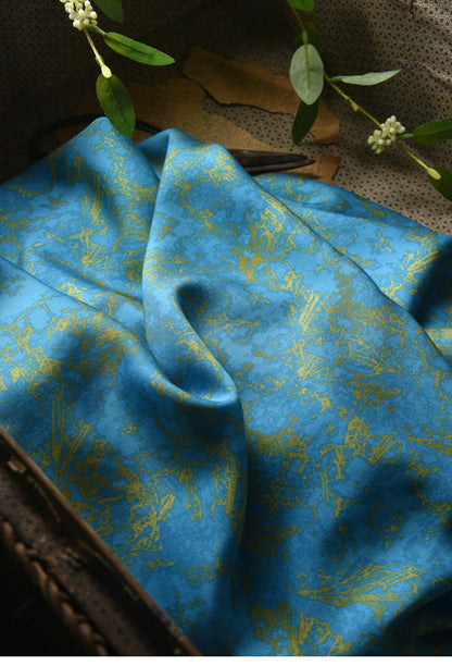 Azure Peacock Blue Cotton Sateen Fabric: 55" Wide, Drapery, Costume