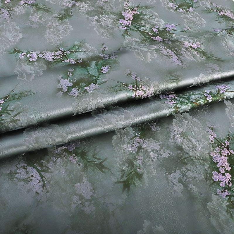 Floral Print Tea Satin Fabric: 100% Rayon, 59" Wide