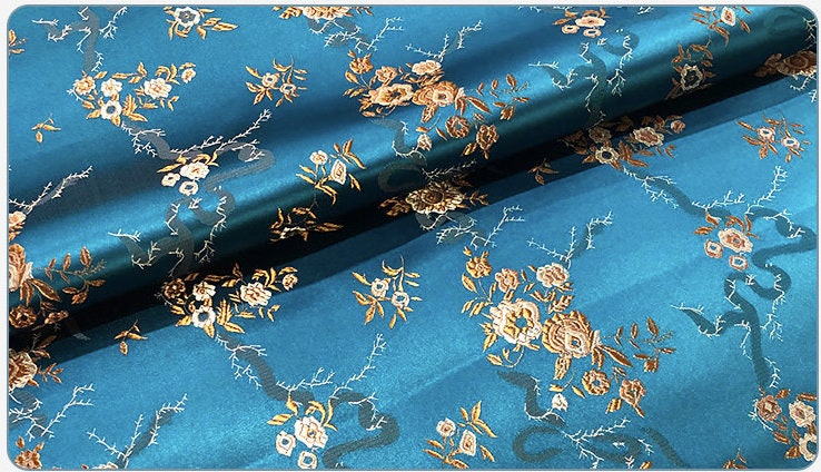 Peony Flower Brocade Fabric: 45" Wide Rayon Chinese Fabric
