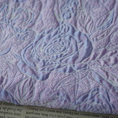 Lilac & Blue Floral Jacquard Woven Fabric: 3D Embossed Upholstery, Costume, Sewing - 55"W