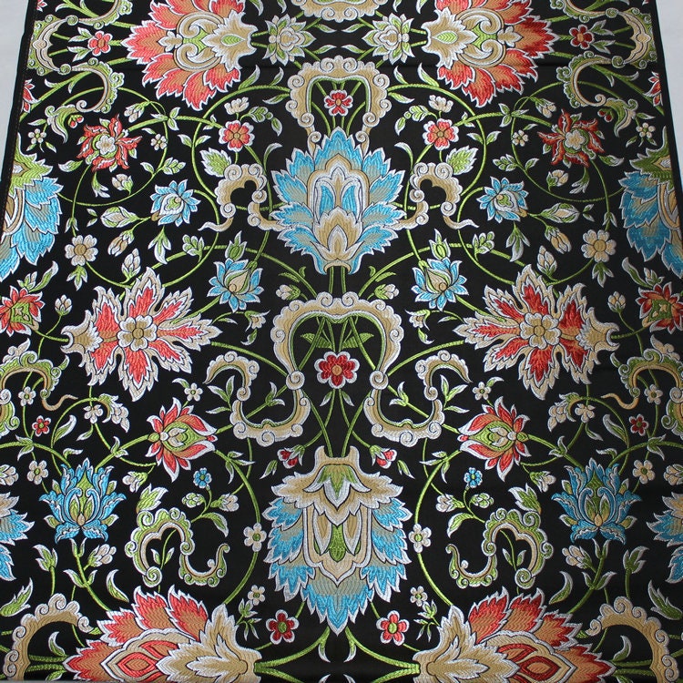 Floral Brocade Fabric: Chinese Mongolian Style, Upholstery & Sewing (29.5" Wide)