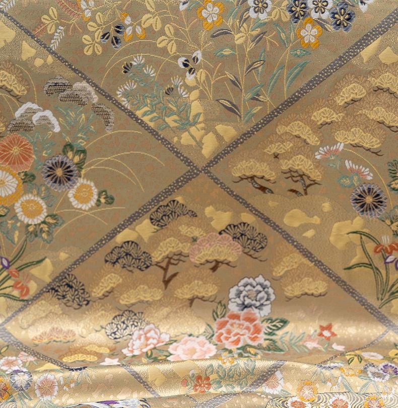 Nishijin Weaving Fabric: Japanese Style Silk Rayon Blend - 59"W - Poppylollipop