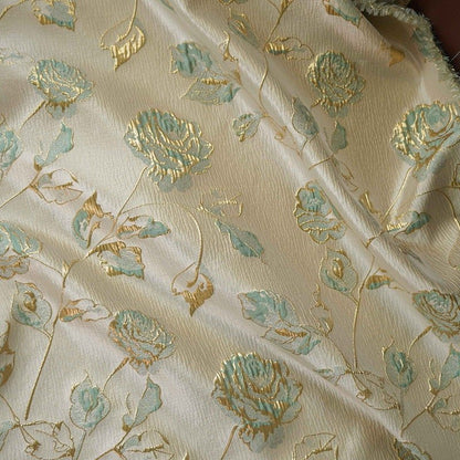 Gold Thread Floral Jacquard Fabric: 3D Oil Painting Texture, 56" Wide - Poppylollipop