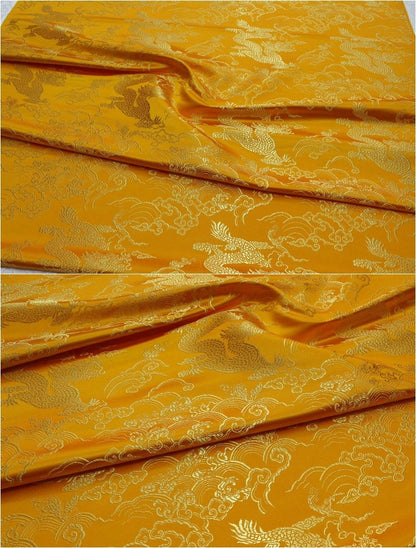 Chinese dragon robe, cheongsam, Tibetan robe, spinning Fabric, silk, satin, and brocade, 29"W