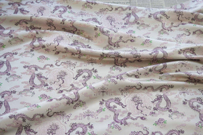 Tissu brocart Lilas Dragon : Cheongsam Qipao multicolore, 147 cm de large