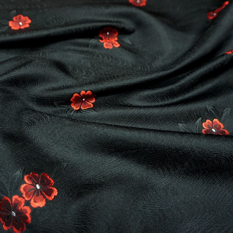 Peach Blossom Silk Brocade Fabric: Chinese Cheongsam Hanfu Material, 29.5"wide