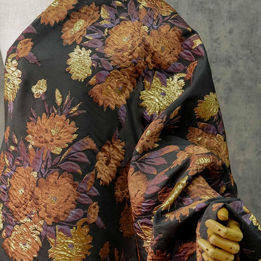 Gold Thread Floral Jacquard Fabric: 54" Wide, Upholstery & Costume