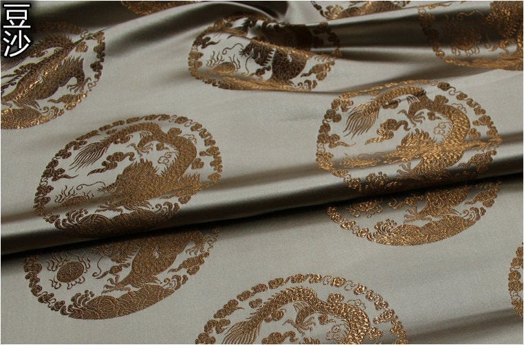 Dragon Brocade Fabric: Multicolor Silk Rayon Blend, Upholstery Sewing Material