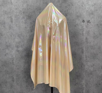 Metallic Silver Pleated Waterproof Fabric: Holographic Padded Jacket Material