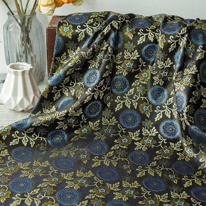 Botanical Song Jin Brocade Textile - Woven Creeping Vine and Small Flowers Design, 59"Wide