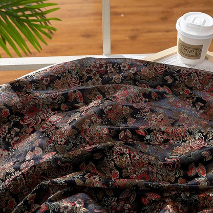 Nishijin Weaving Fabric: Japanese Floral Butterfly Upholstery Fabric by the Meter