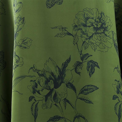 Green Floral Tea Silk Satin Fabric - 59" Wide