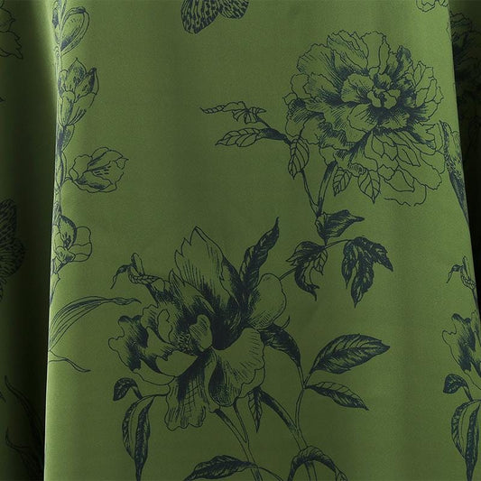 Tissu satin de soie à motif floral vert thé - 150 cm de large