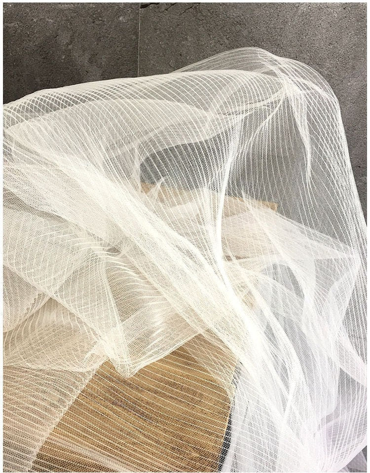 Pleated Mesh Fabric, Stiff Texture, Veil, Prom, Events, Crafts, 65" Wide