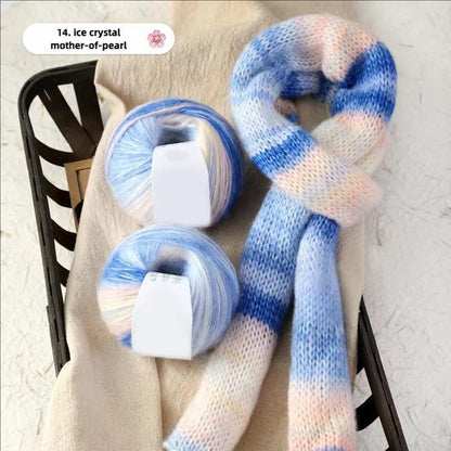 Rainbow Mohair Silk Yarn: Hand-Dyed Lace Knitting Wool