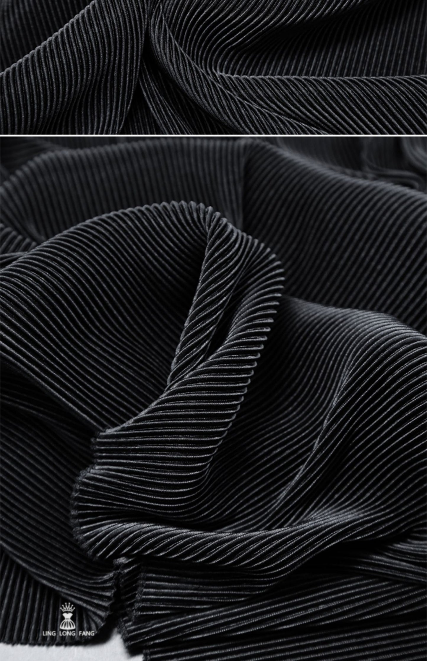 Pleated Striped Satin Fabric: Silky Crinkle Drape, 63" Wide
