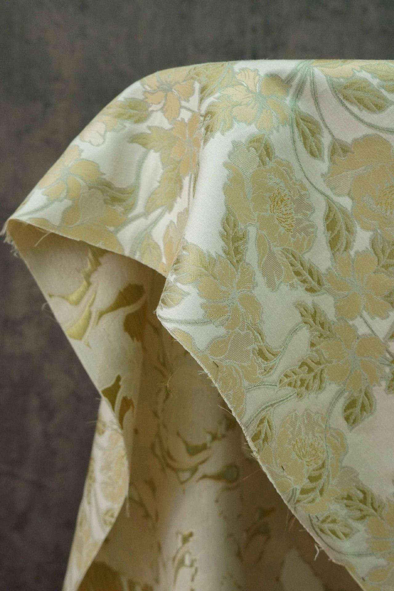 Gold Embossed Palace Jacquard Fabric: Damask Upholstery, Costume & Decor