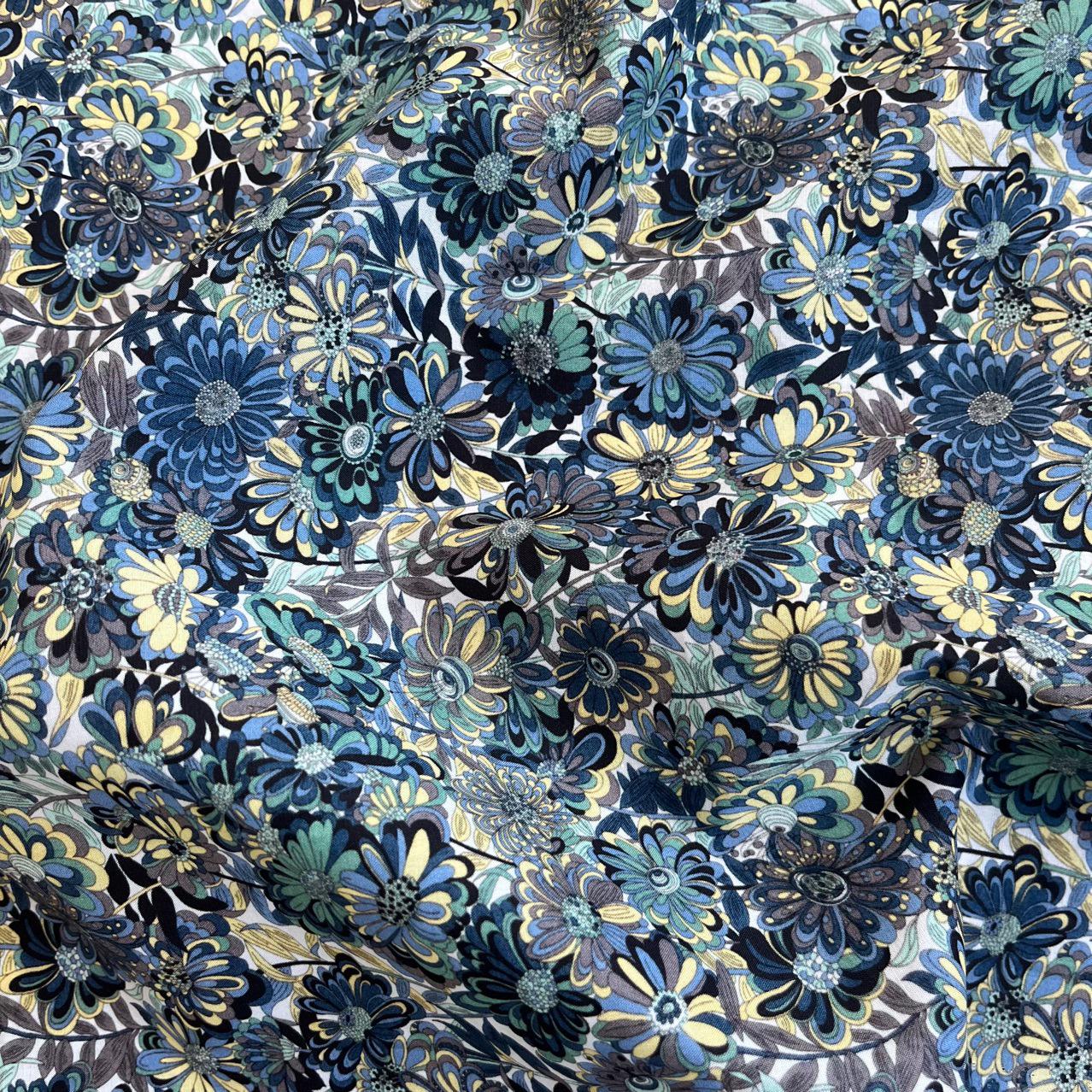 Floral Cotton Fabric: 60s Style Sewing Material, 59" Wide