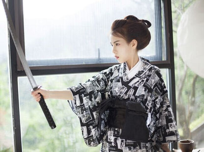 Geisha Pattern Cotton Spandex Fabric: Sewing Material for Kimono, Costume