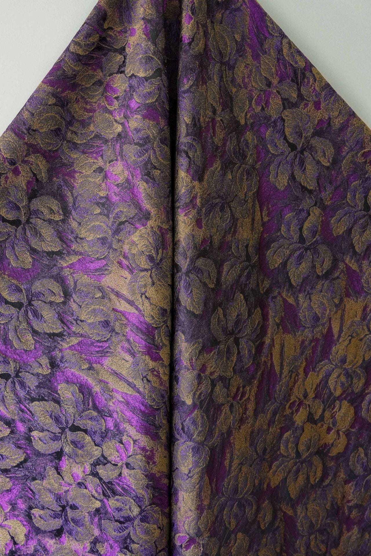 Floral Jacquard Fabric | Purple Abstract Woven Upholstery, 63"W