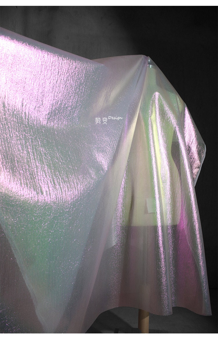 Pleated Pearl Illusion Mesh Fabric, Gradient Polyester, 57" Wide