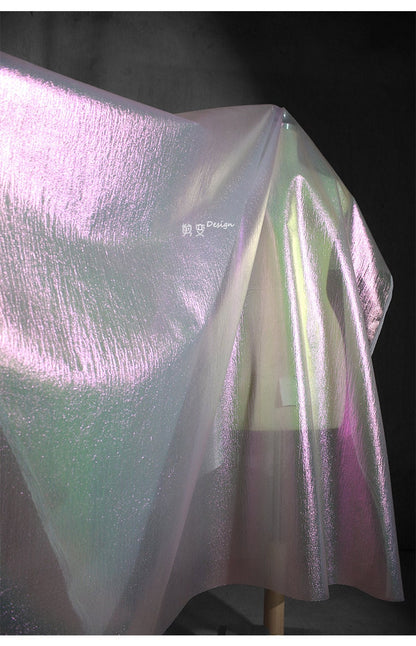 Pleated Pearl Illusion Mesh Fabric, Gradient Polyester, 57" Wide