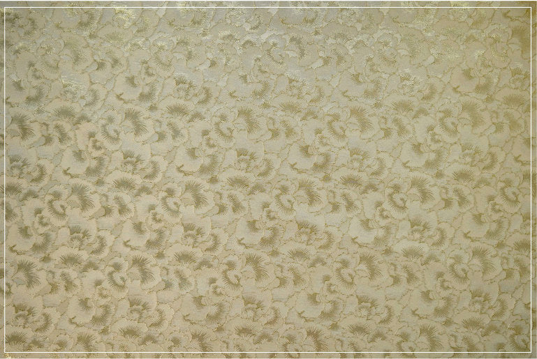 Gold Ginkgo Jacquard Fabric: Beige Costume Dress Satin (59"W)