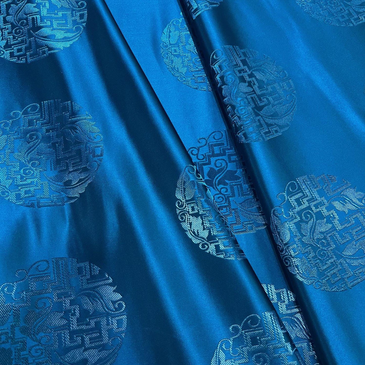 Silk Brocade Fabric: Mongolian Tibetan Style, 58" Wide - Costume, Decor