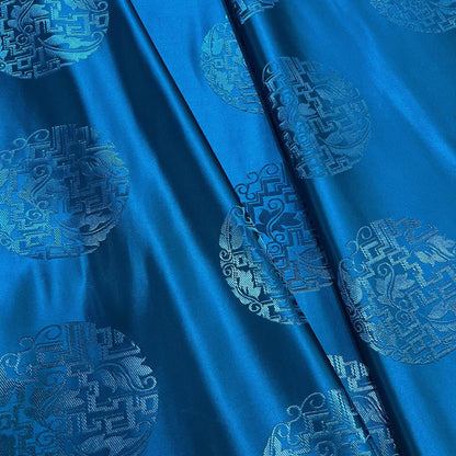 Silk Brocade Fabric: Mongolian Tibetan Style, 58" Wide - Costume, Decor