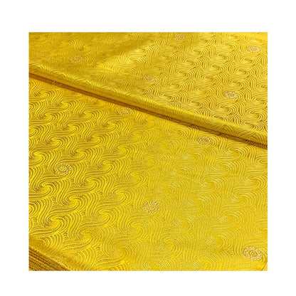 Gold Spiral Jacquard Brocade Fabric: Shiny Silk Rayon Blend, 29.5" Wide