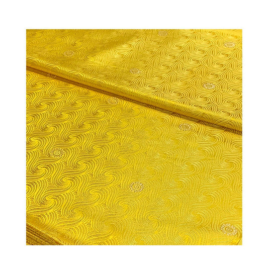 Tissu brocart jacquard à spirale dorée : mélange de soie et rayonne brillantes, 75 cm de large