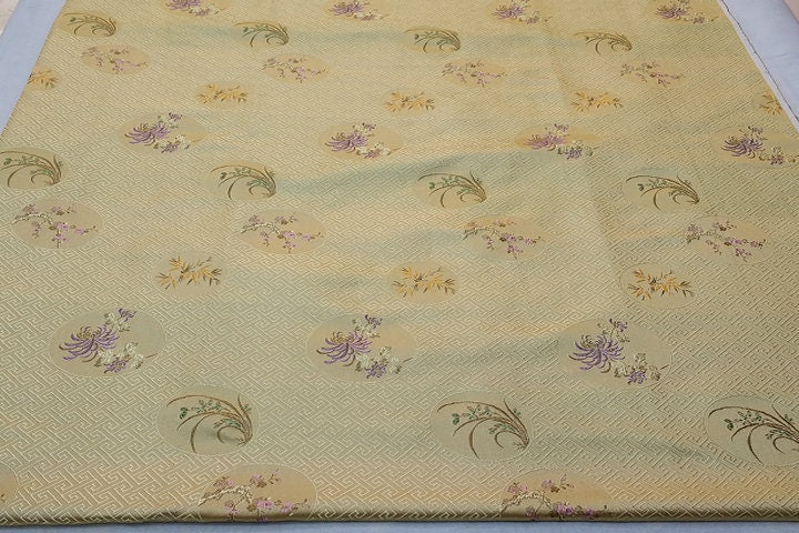 Chrysanthemum Brocade Fabric: 59" Wide Satin Silk Blend, Vintage Chinese Tapestry