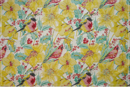 Floral Bird Jacquard Fabric: Bright Upholstery, Costume & Decor - 57"