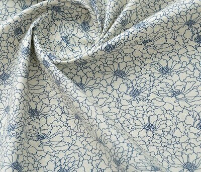 Japanese Cotton Fabric: Blue Koi Fish Print, Sewing & Upholstery