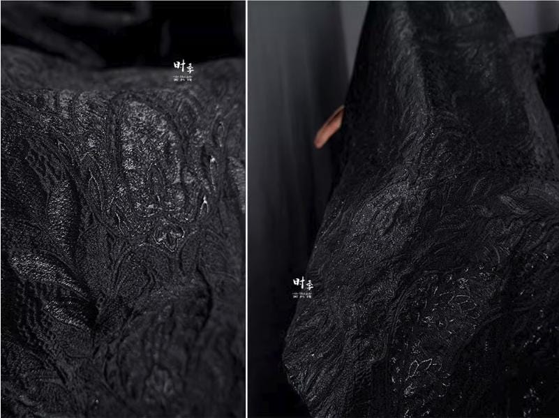 Green Embossed Jacquard Polyester Fabric: 55''W Designer Fabric