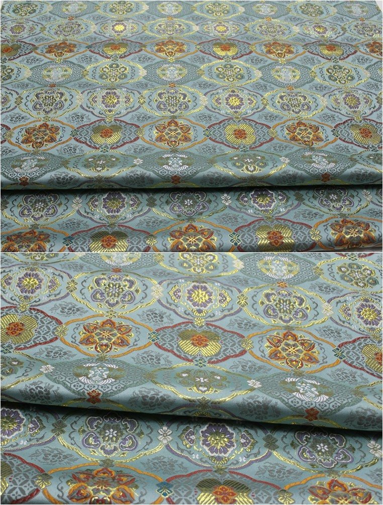 Japanese Floral Jacquard Brocade Fabric: Silk Rayon Blend (29.5" Width) - Poppylollipop