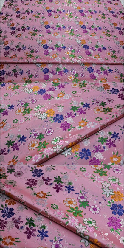 Cherry Blossom Jacquard Brocade Fabric: Japanese Silk Rayon Blend