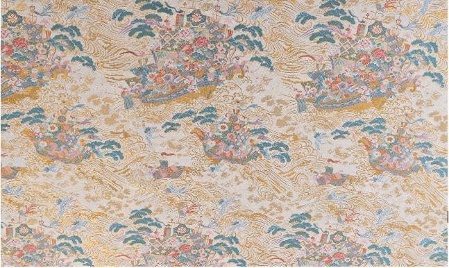 Hundred Flowers Jacquard Brocade Fabric: Japanese Kimono Sewing Material, 56" Wide