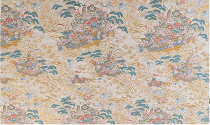Hundred Flowers Jacquard Brocade Fabric: Japanese Kimono Sewing Material, 56" Wide