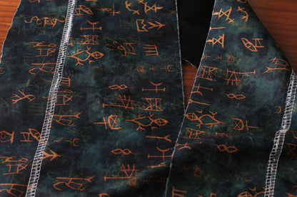 Oracle Silky Satin Fabric: Ancient Pattern Digital Print, 59"W