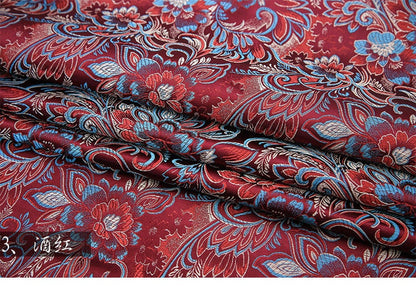 Tissu brocart de soie à motif de phénix : tissu pour cheongsam de 114 cm de large