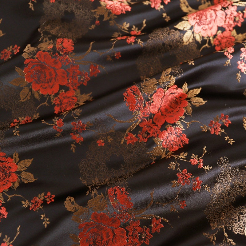 Floral Damask Rayon Brocade Fabric: Chinese Style Upholstery, Costume, Decor