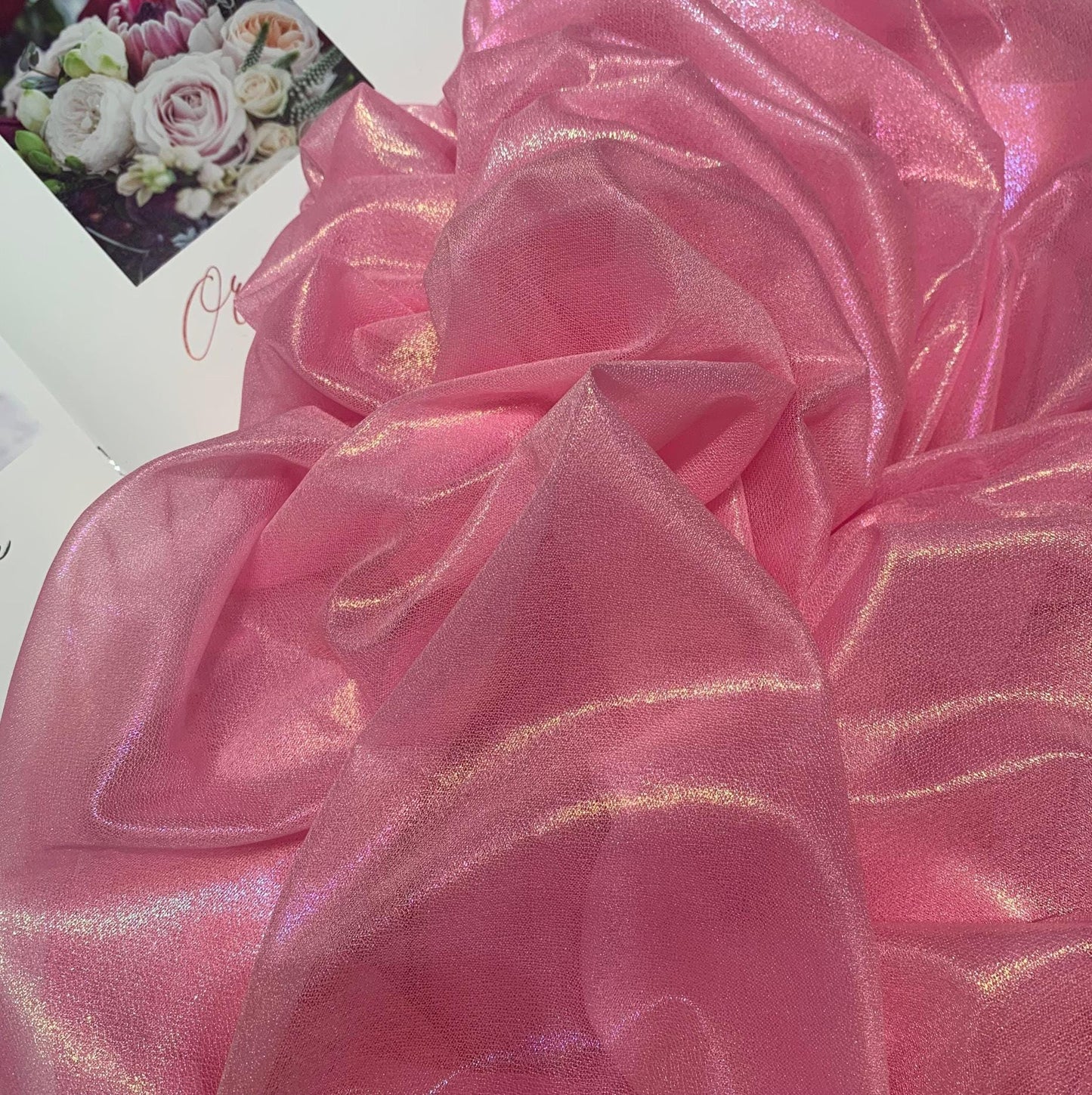 Holographic Linen Blend Fabric ��� Diamond Shi" Wide
